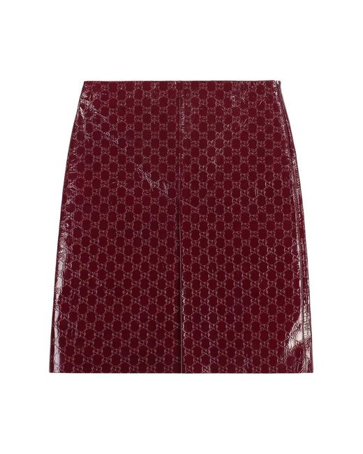 Gucci Red GG Motif Skirt