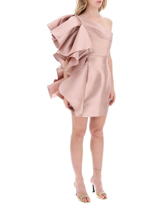 Solace London Pink "Rio Mini Dress With Draped Panel