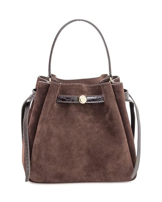 Tory Burch Brown Suede Bag With Leather Details