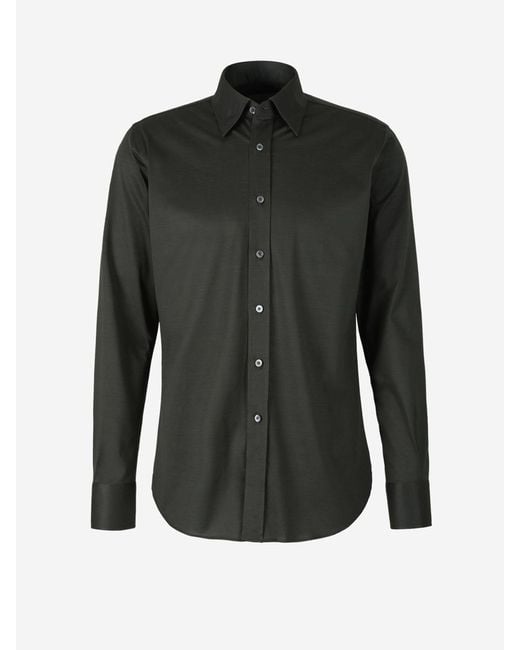 Canali Black Plain Cotton Shirt for men
