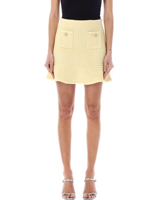 Self-Portrait Yellow Textured Knit Mini Skirt