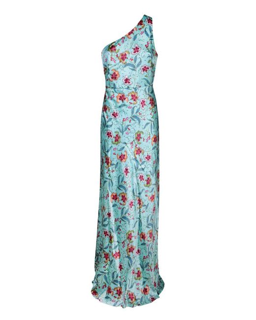 Saloni Blue Justine Celeste Floral Print Dress