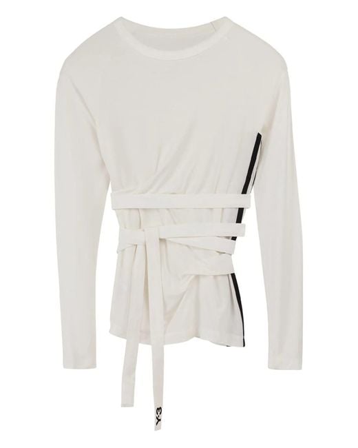 Y-3 White W Tnc Ls Tee