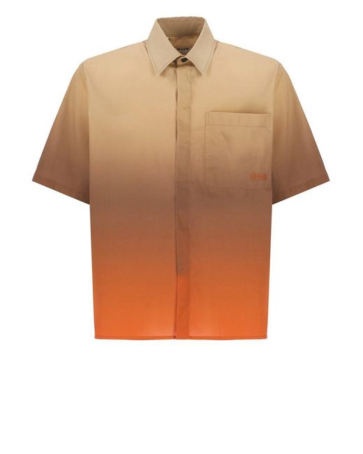 MSGM Orange Shirts Brown for men