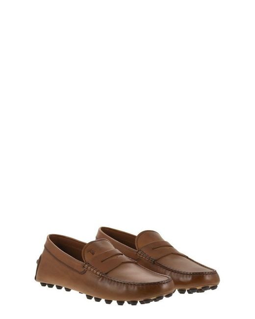 Tod's Brown Gommino Bubble Leather for men