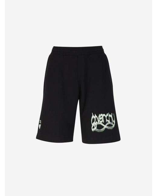 Givenchy Black Printed Cotton Shorts for men