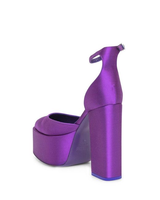 Paris Texas Purple Dalilah Satin Platform Sandals