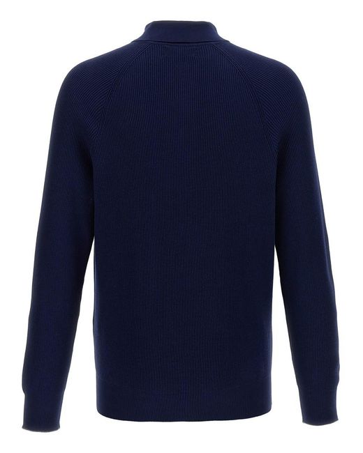Brunello Cucinelli Blue Polo Sweater for men