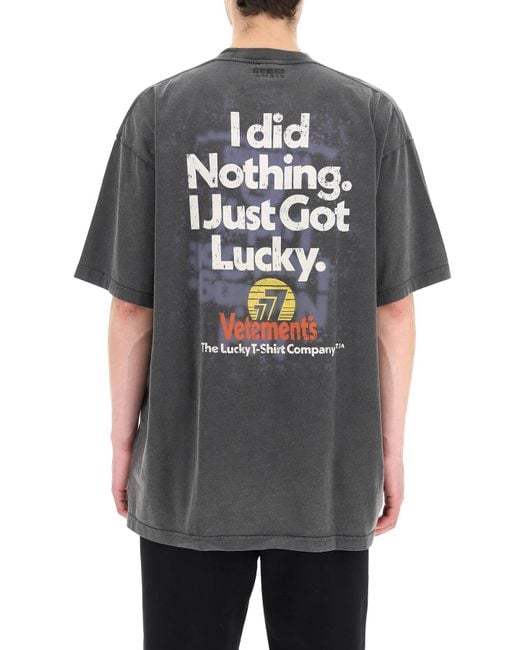 VETEMENTS Lucky T-Shirt Company グレーTシャツ Vetements 'lucky' T-shirt in Gray for Men | Lyst