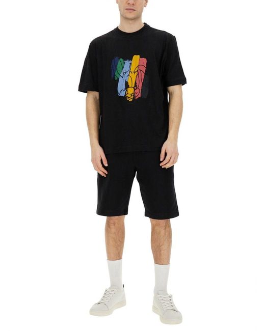 PS by Paul Smith Black Reg Fit Ss Tshirt Rabbit for men