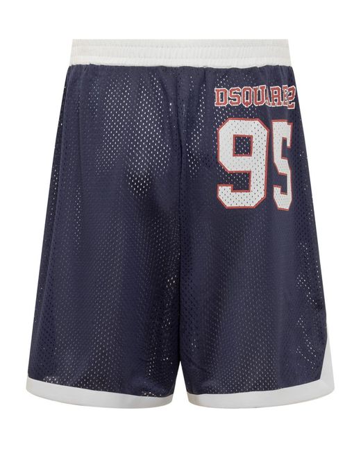 DSquared² Blue Mesh Shorts With Logos for men
