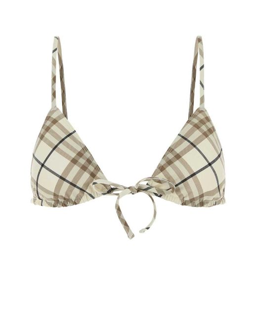 Burberry Natural Printed Stretch Nylon Bikini Top