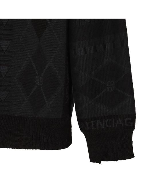 Balenciaga Black Dark Cotton Knitwear for men