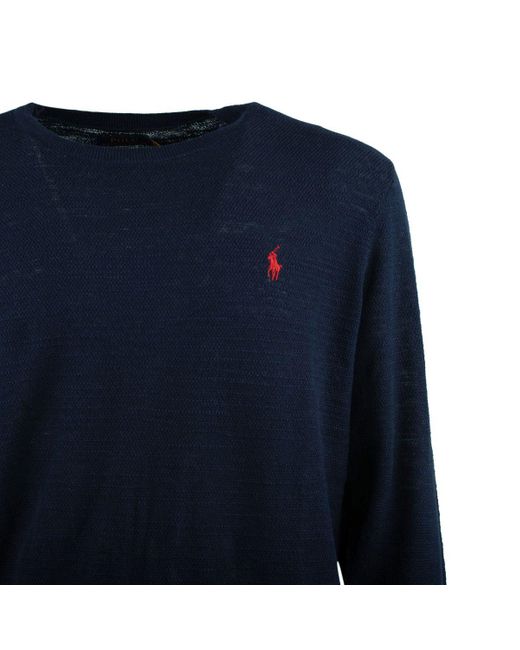 Ralph Lauren Blue Cotton-Linen Blend Crew Neck Sweater for men