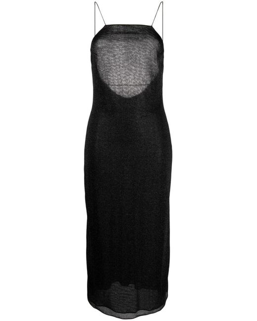 Oseree Black Lumière Flared Maxi Dress