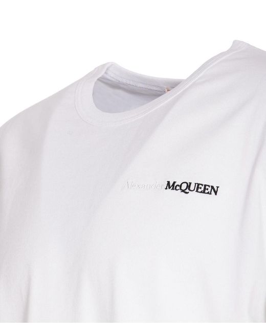 Alexander McQueen White Reflected Logo T-shirt for men