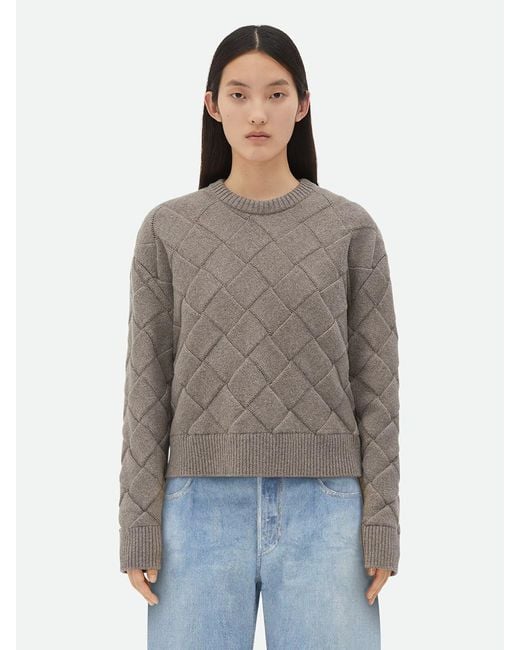 Bottega Veneta Gray Woven Pattern Wool Sweater