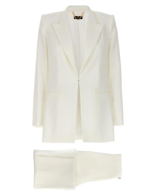 Elisabetta Franchi White Stretch Suit Blazer And Suits