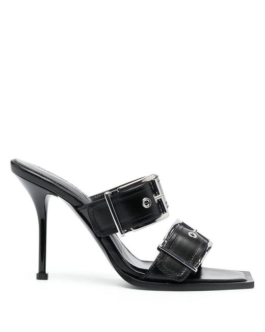 Alexander McQueen Black Buckle-detail Sandals