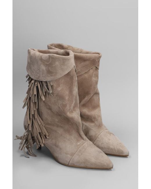 GISÉL MOIRÉ Brown Ariana Low Heels Ankle Boots