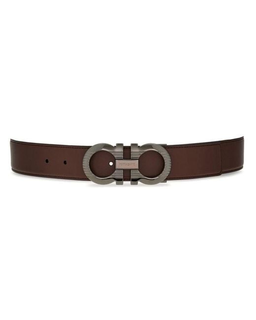 Ferragamo Brown Gancini Leather Belt for men