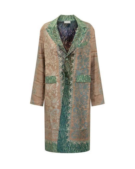 Pierre Louis Mascia Green Pierre Louis Mascia Silk Coat With Floral Pattern