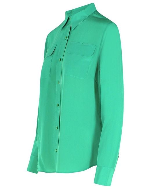 Equipment Green Silk Shirt