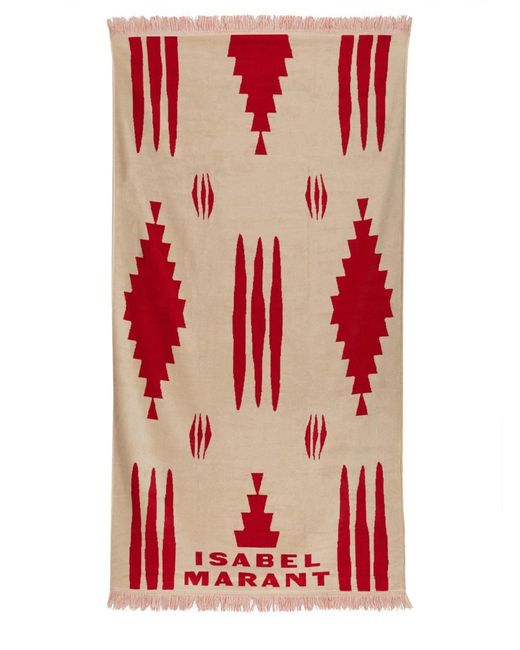 Isabel Marant Red Beach Towel With Logo