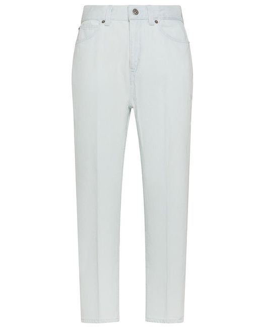 Dondup White Carrie High-Waisted Cotton Jeans