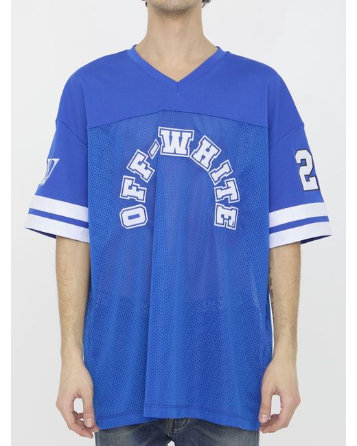 Off-White c/o Virgil Abloh Blue Football Mesh T-Shirt for men