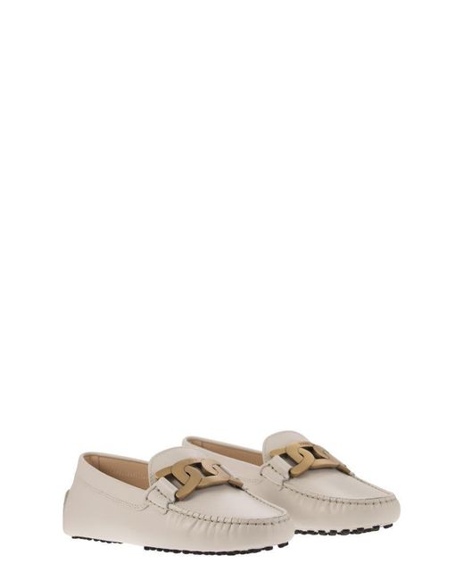 Tod's Natural Loafer With Metal Chain