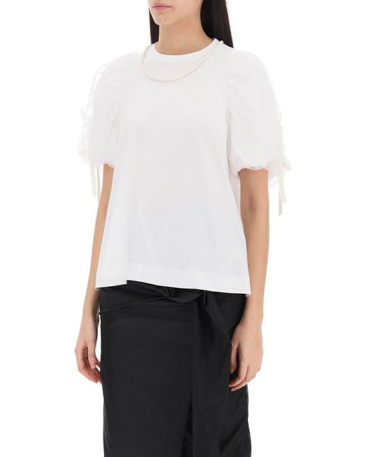 Simone Rocha White Puff Sleeves T-shirt