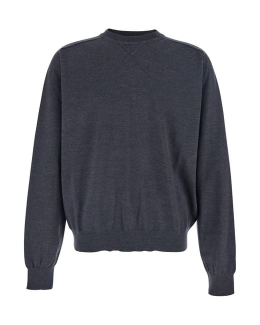 Jacquemus Blue Crew Neck Sweater With Back Logo for men