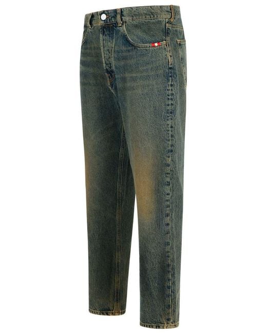 AMISH Green 'Jeremiah' Dirty Cotton Jeans for men