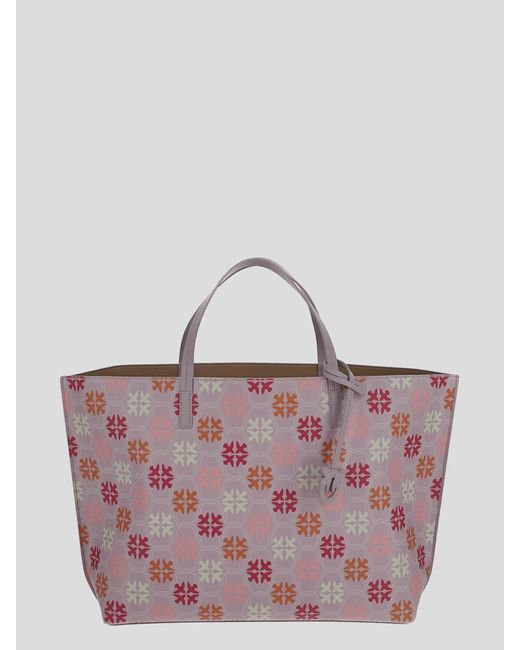 Pinko Purple Logo Printed Big Shopper Bag