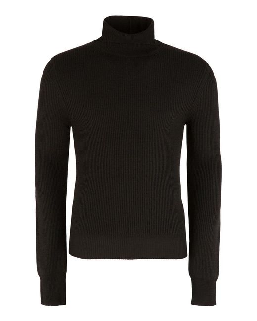 Ferragamo Black Wool Turtleneck Sweater for men