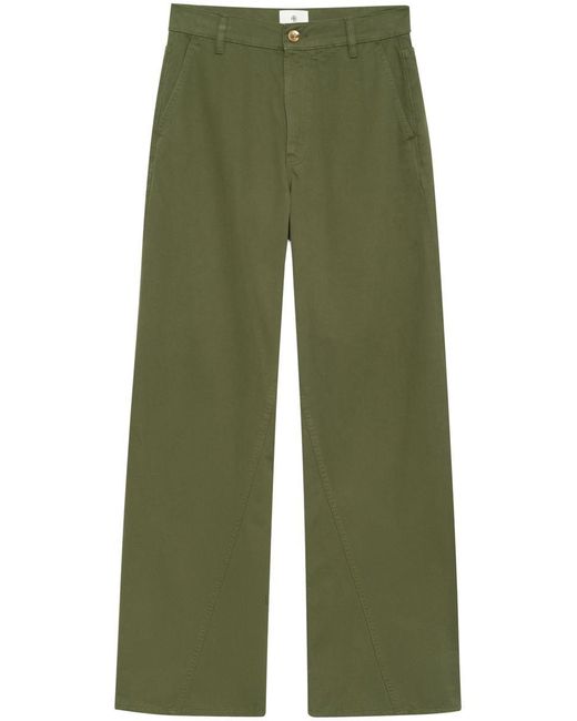 Anine Bing Green Briley Curved-Seam Twill Trousers