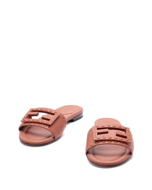 Fendi Pink Baguette Leather Sandals