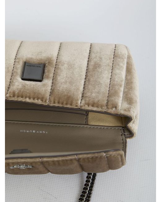 Tory Burch Natural Kira Velvet Mini Flap Bag
