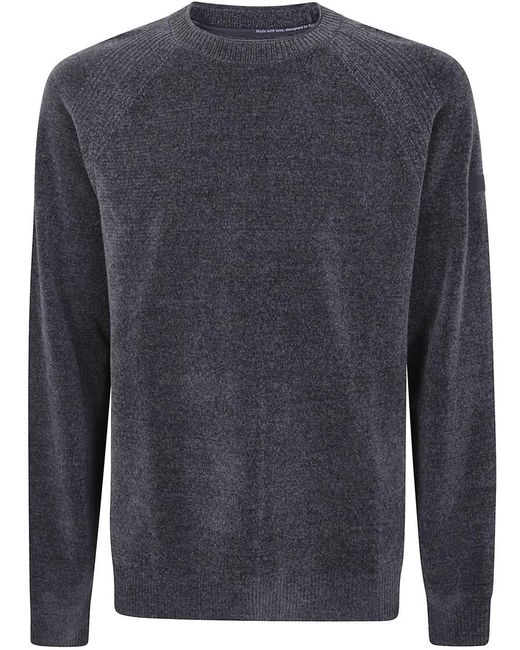 Rrd Men's Blue velvet Round Neck Knit Sweater Clothing