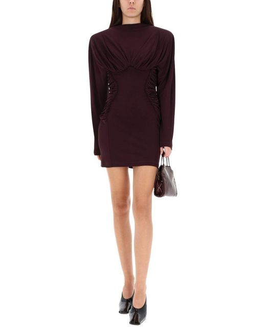 Stella McCartney Purple Pleated Mini Dress