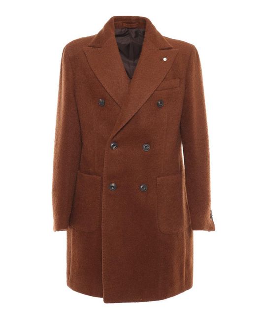 BRANDO-LUBIAM Brown Wool-Blend Overcoat for men