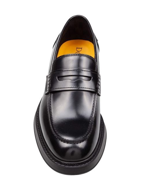 Doucal's Black Leather Loafer for men