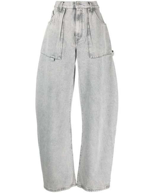 The Attico Gray Effie High-waist Wide-leg Jeans