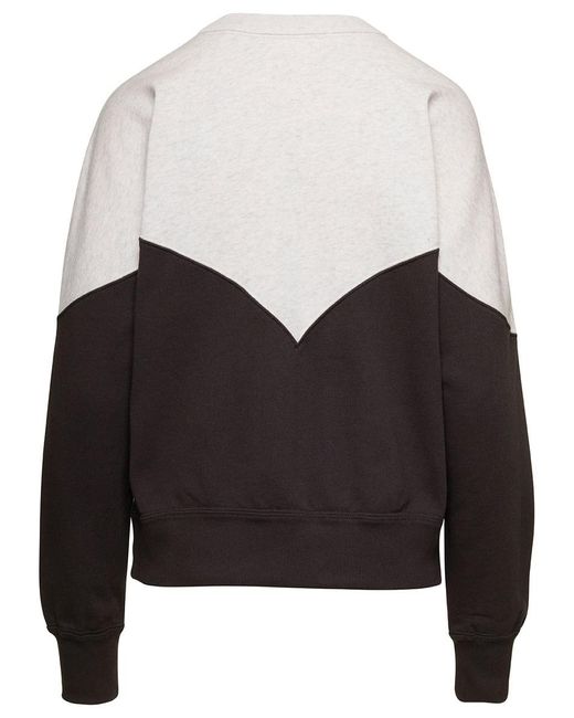 Isabel Marant Black And White Bi-color Sweatshirt With Contrasting Logo Lettering In Cotton Blend Woman