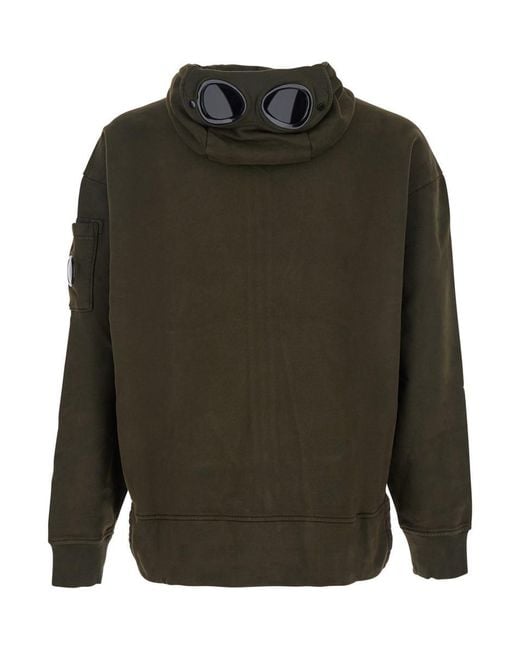 C P Company Green Sweatshirts Hooded Open for men