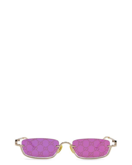 Gucci Pink Rectangular Frame Sunglasses