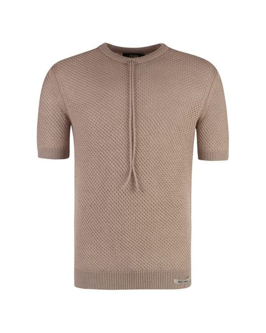 Fendi Brown Short Sleeve Sweater for men