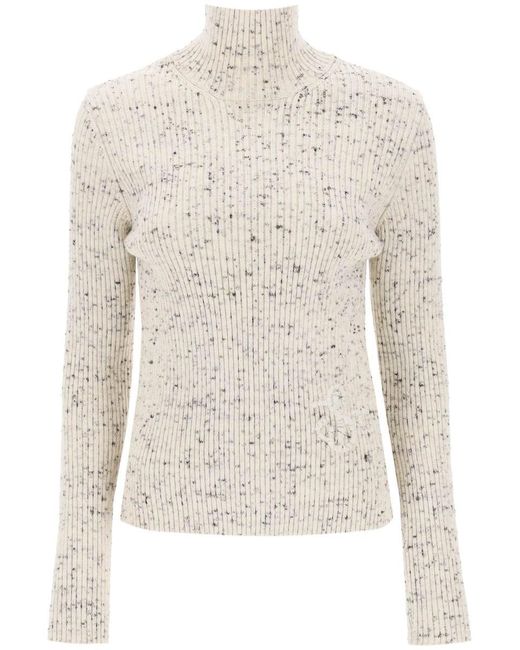 Jil Sander White Speckled Wool Sweater