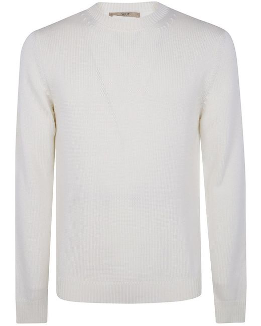 Roberto Collina White Long Sleeves Round Neck Sweater for men